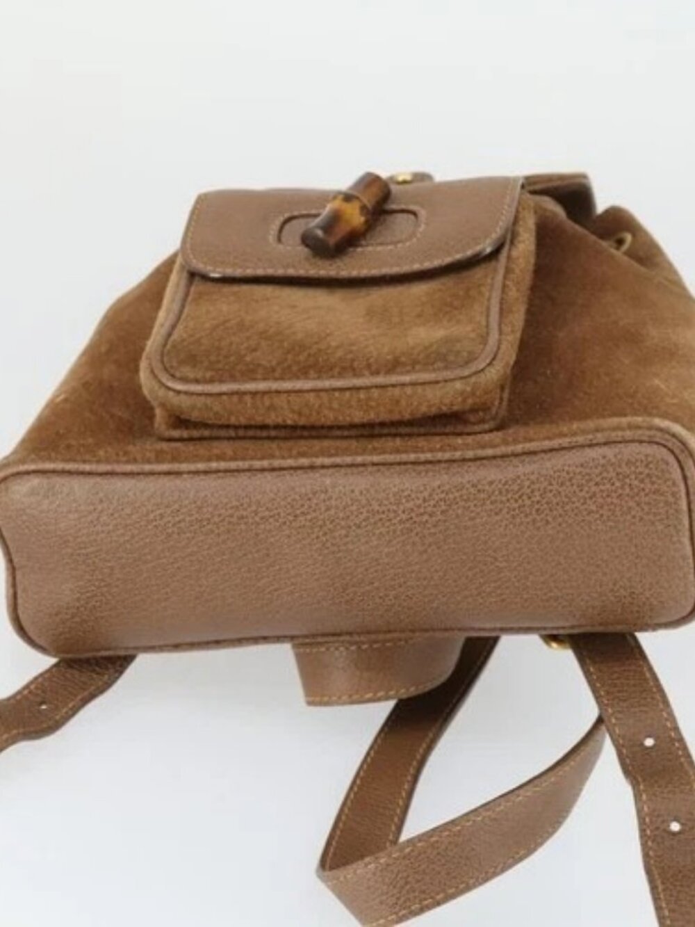 GUCCI Bamboo Backpack Suede Brown Gold 003 - Picture 9 of 16